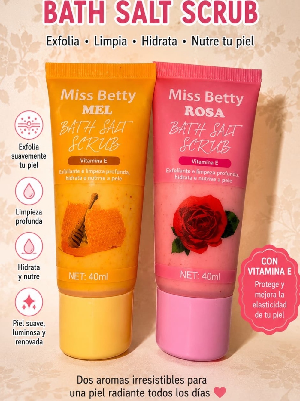 Bath Salt Scrub Duo — Mel (Yellow) & Rosa (Pink)